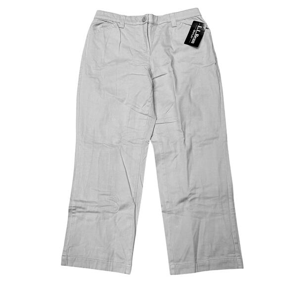 LL Bean Flannel Lined Pants Women Size 16P Petite Gray Chino Classic Fit Casual - Picture 1 of 11